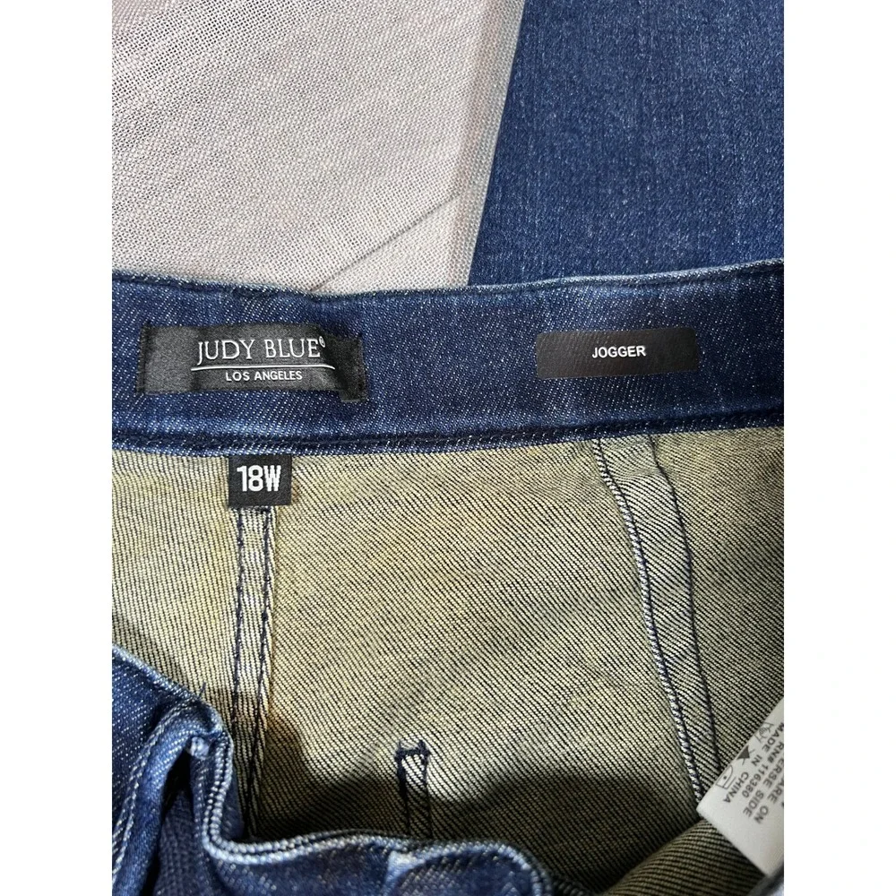 Judy Blue Jogger Jeans Dark Wash Drawstring Patch Pocket Womens 18W - Picture 3 of 6